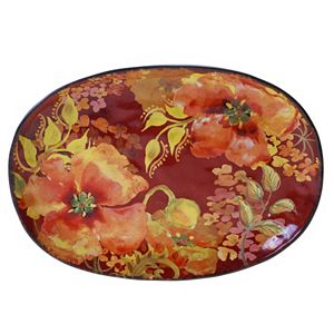 Certified International Watercolor Poppies 17-in. Oval Platter
