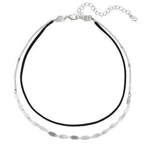 LC Lauren Conrad Oval Disc & Faux Suede Choker Necklace Set