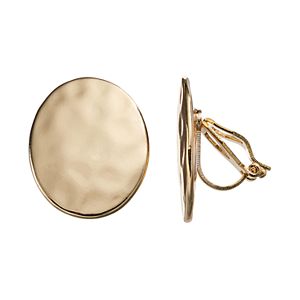 Chaps Hammered Oval Clip On Earrings