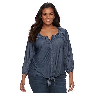 Plus Size French Laundry Tie-Front Shirt
