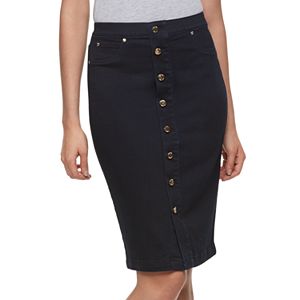 Women's Jennifer Lopez Button-Front Jean Pencil Skirt