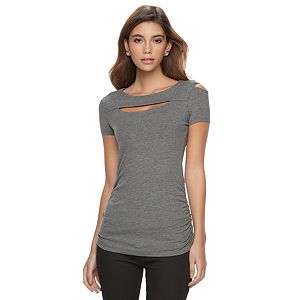 Juniors' Candie's® Ribbed Cutout Tee