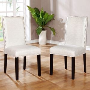 Linon Stewart Nailhead Dining Chair 2-piece Set