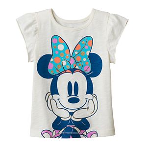 Disney's Minnie Mouse Toddler Girl Flutter Short Sleeve Glitter Graphic Tee