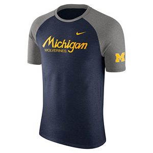 Men's Nike Michigan Wolverines Script Raglan Tee