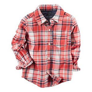Boys 4-8 Carter's Twill Plaid Button-Down Shirt