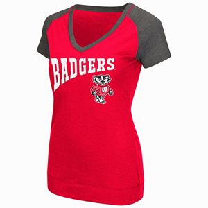 Women's Campus Heritage Wisconsin Badgers First Base V-Neck Tee