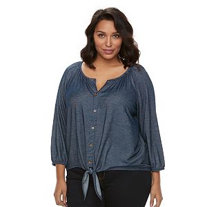 Plus Size French Laundry Button-Front Hi-Low Top
