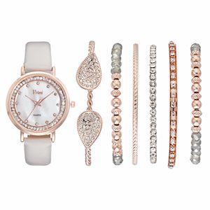 Vivani Women's Crystal Watch & Bracelet Set