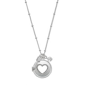 Long Cutout Heart & Arrow Charm Necklace