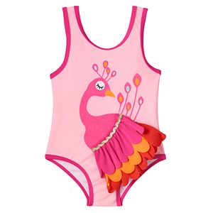 Baby Girl Candlesticks Peacock One-Piece Swimsuit