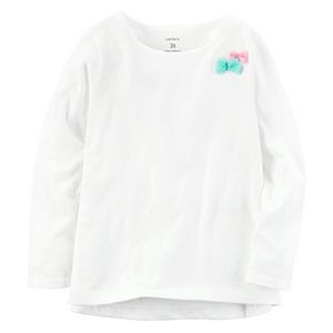 Baby Girl Carter's Long Sleeve Tulle Bow Embellished Tee