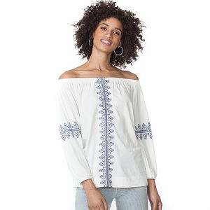 Petite Chaps Embroidered Peasant Top
