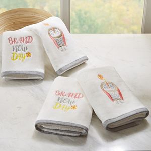 HipStyle 4-pack Happy Owl Embroidered Towel