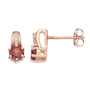 10k Rose Gold Garnet & Diamond Accent Drop Earrings