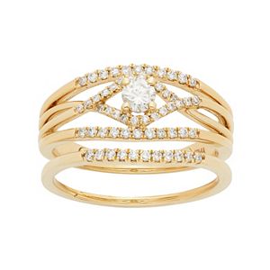 14k Gold 1/2 Carat T.W. IGL Certified Diamond Openwork Engagement Ring Set