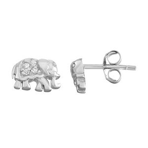Journee Collection Sterling Silver Cubic Zirconia Elephant Stud Earrings
