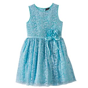 Girls 7-16 & Plus Size Lilt Flower Accent Lace Overlay Dress
