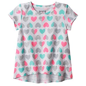 Toddler Girl Jumping Beans® Glitter Heart Pattern High-Low Slubbed Tee