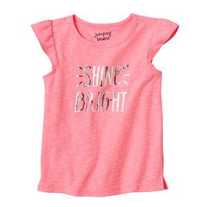 Toddler Girl Jumping Beans® Flutter Short Sleeve Shiny Graphic Slubbed Tee